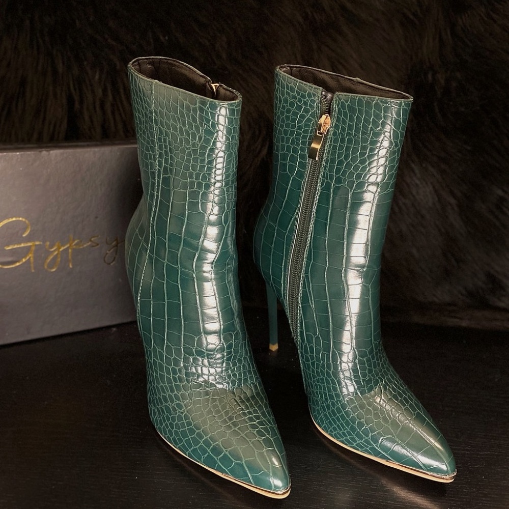 CROC STILETTO BOOTIES